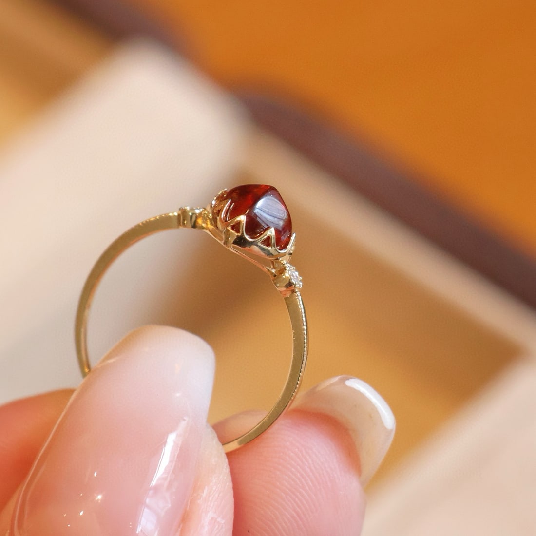 14k Gold 2.2 Ct Natural Spessartine & Diamond Jewelry Set - 3