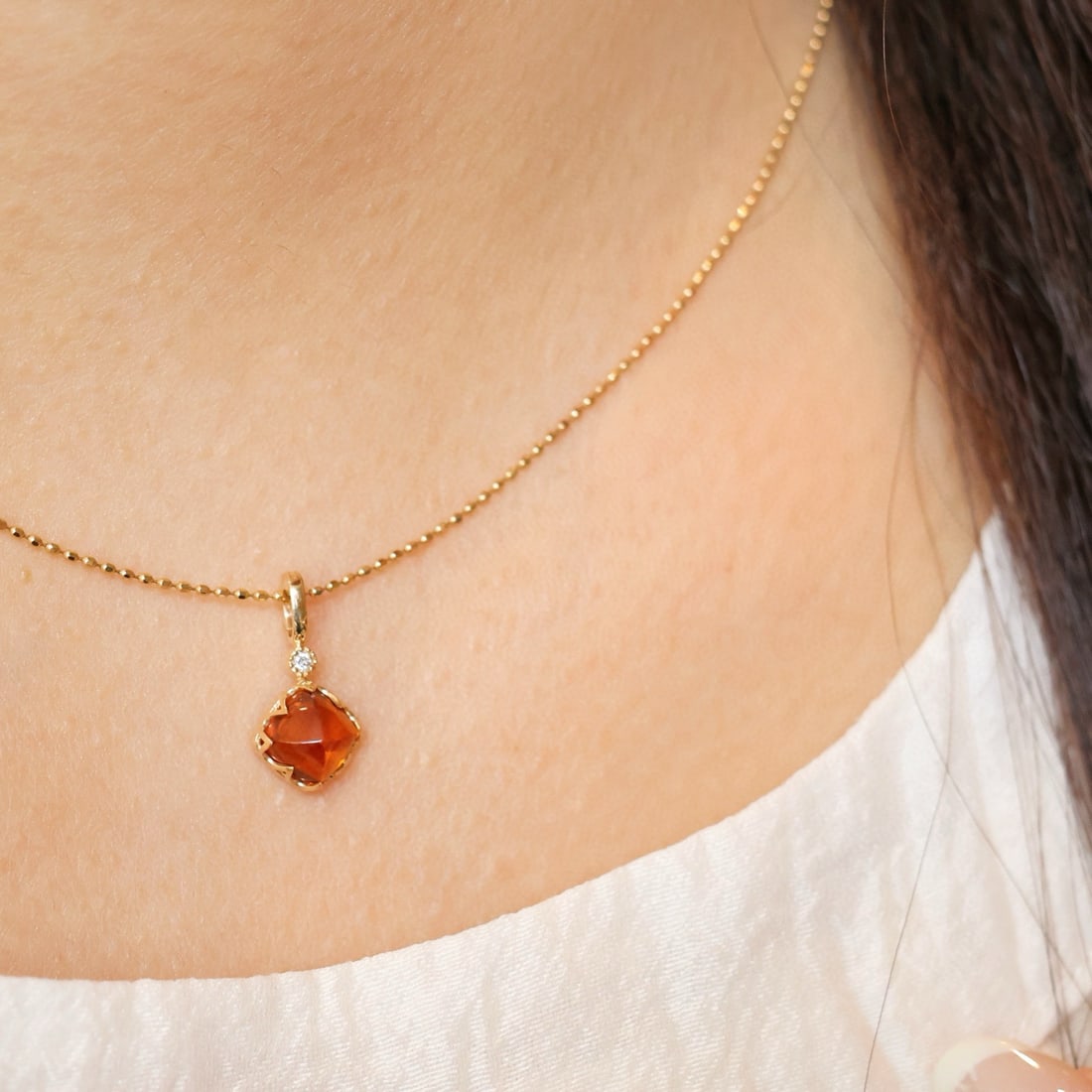 14k Gold 2.2 Ct Natural Spessartine & Diamond Jewelry Set - 5