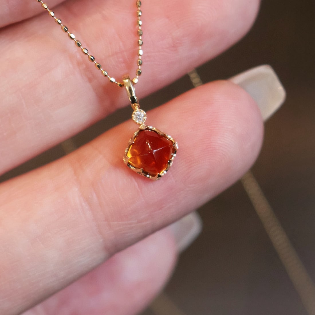 14k Gold 2.2 Ct Natural Spessartine & Diamond Jewelry Set - 8