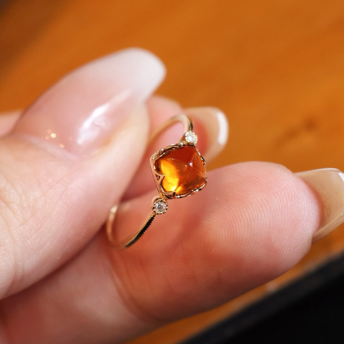 14k Gold 2.2 Ct Natural Spessartine & Diamond Jewelry Set - 9