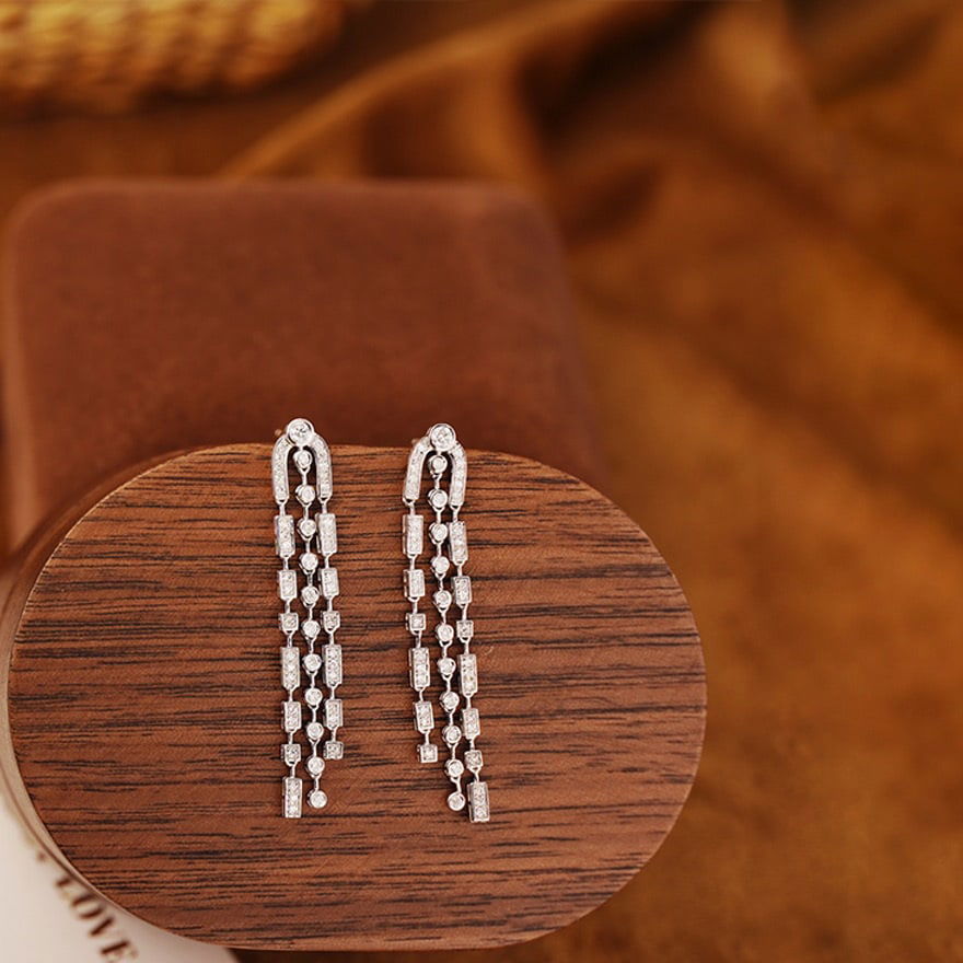 14k Gold 0.6 Ct Natural H Diamond Earrings - 3