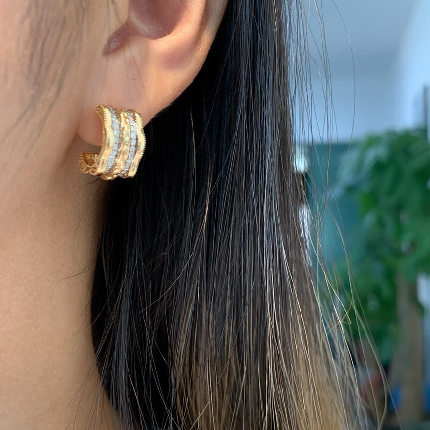 14k Gold 0.45 Ct Natural H Diamond Earrings - 2