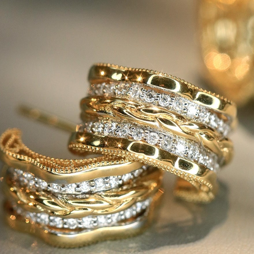 14k Gold 0.45 Ct Natural H Diamond Earrings - 4