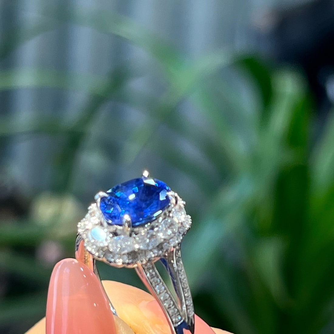 14k Gold 2.90 Ctw Natural Sapphire & Diamond Ring - 2