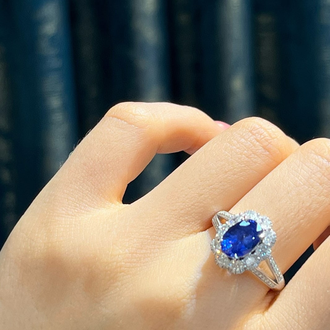 14k Gold 2.90 Ctw Natural Sapphire & Diamond Ring - 7