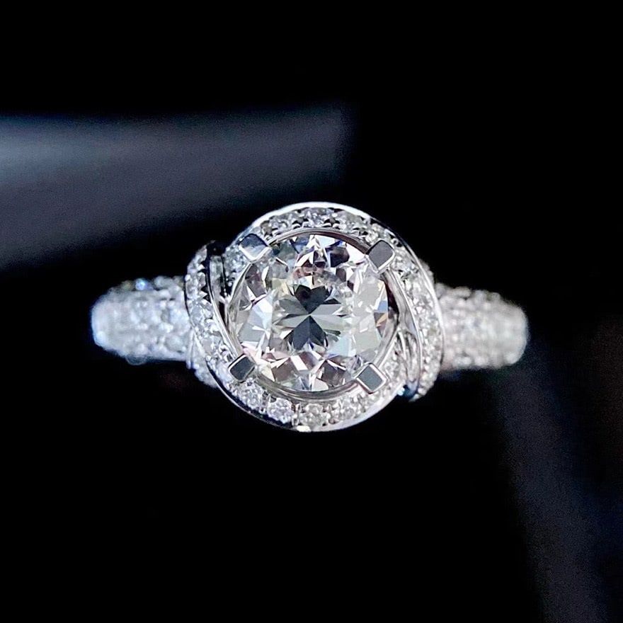 Gia Certified 14k Gold 0.90 Ct Natural H Vvs1 3ex Round Diamond Ring (1 of 8)