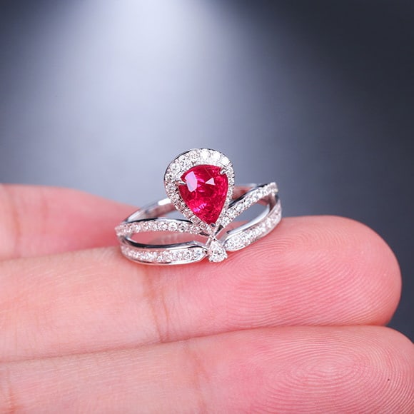 14k Gold 1.55 Ctw Natural Ruby & Diamond Ring - 7