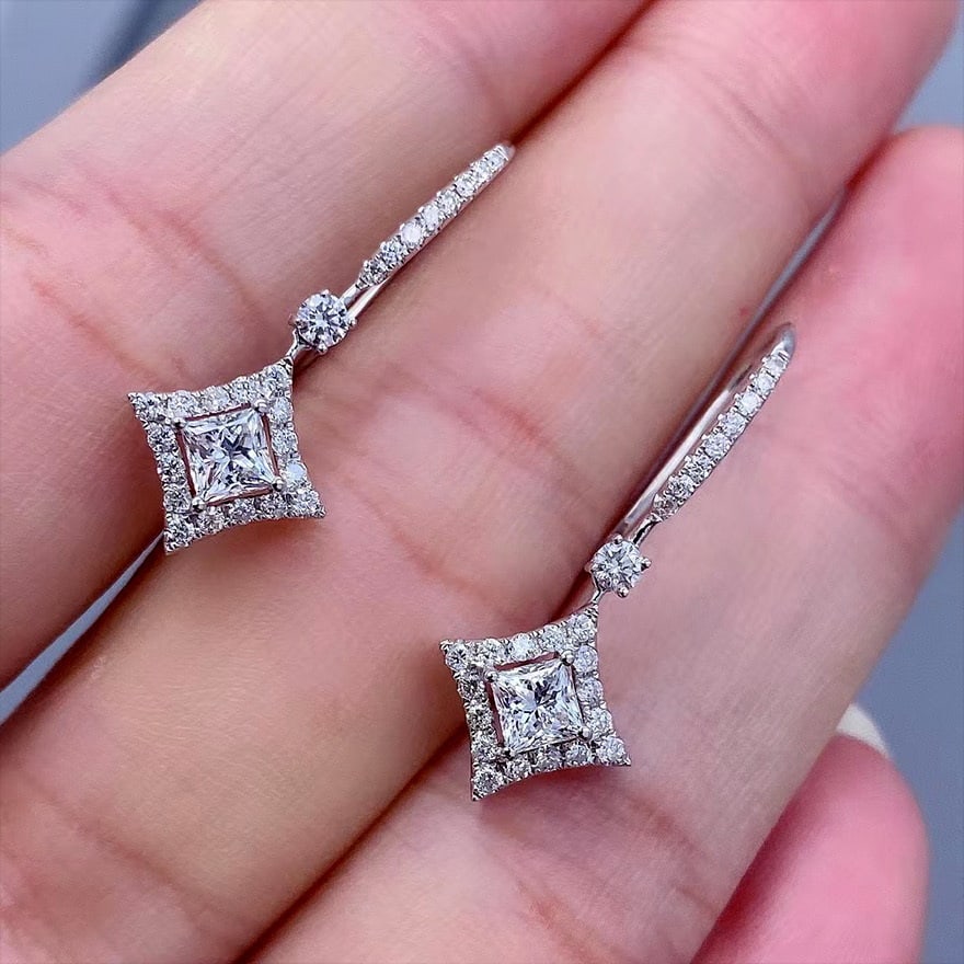 14k Gold 0.87 Ctw Natural H Diamond Earrings - 5