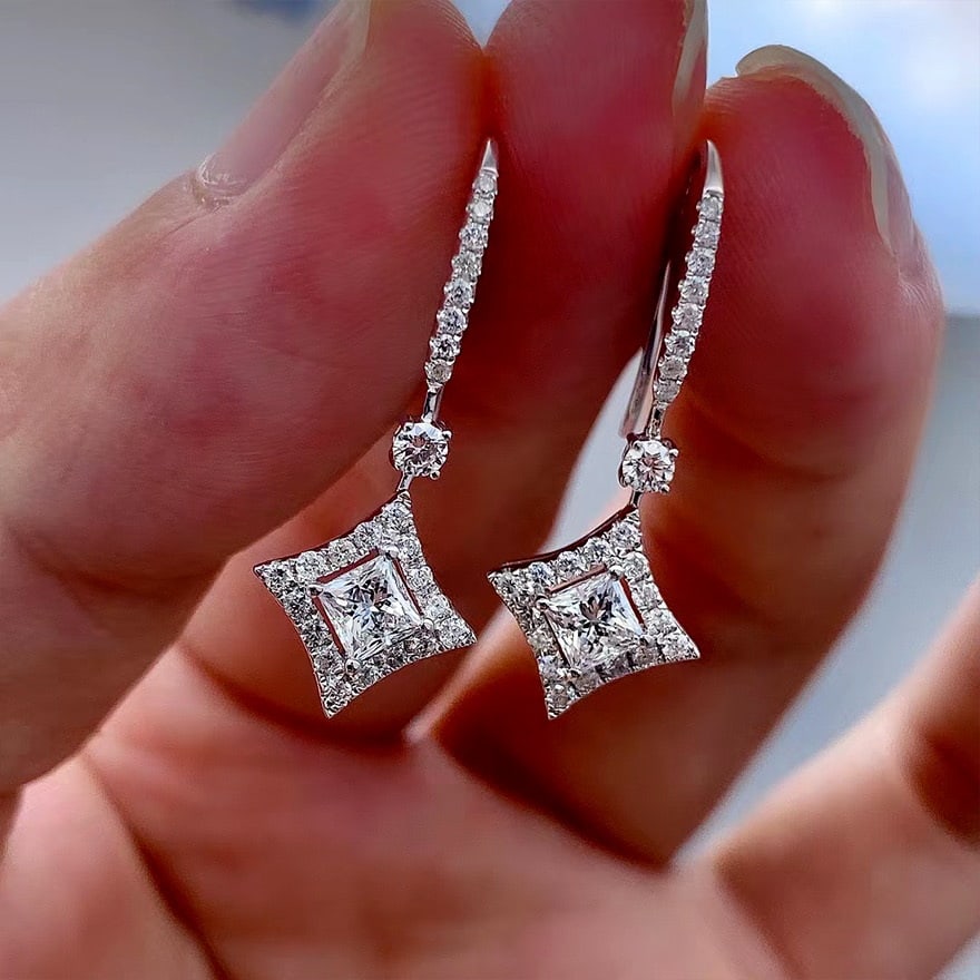 14k Gold 0.87 Ctw Natural H Diamond Earrings - 6