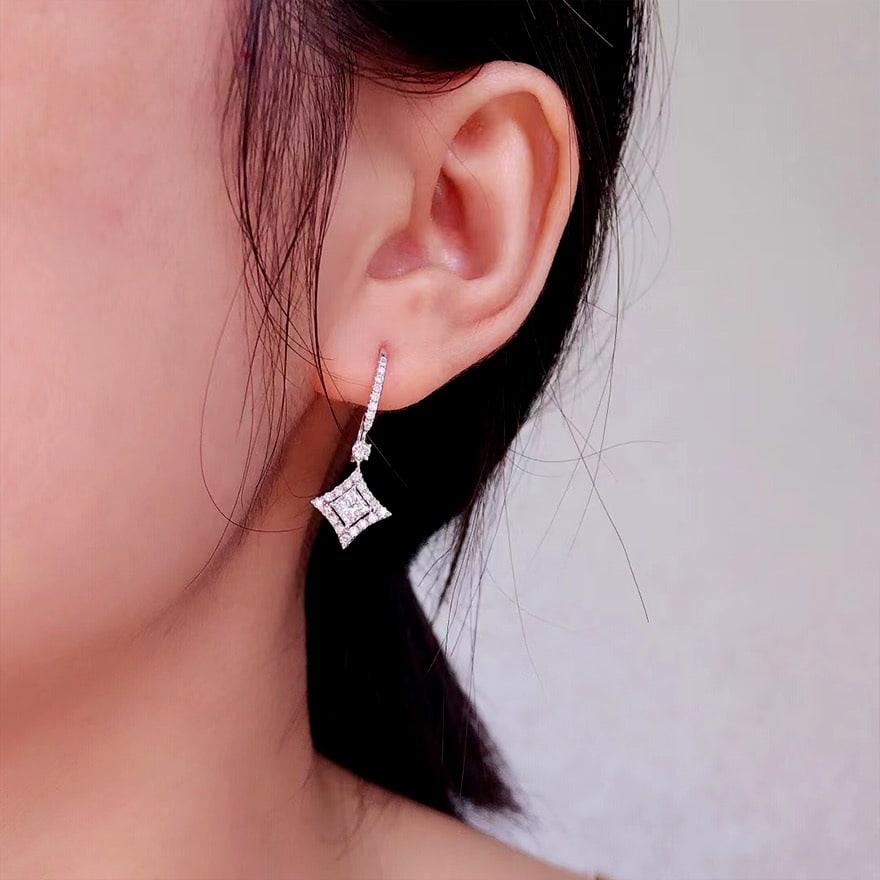 14k Gold 0.87 Ctw Natural H Diamond Earrings - 7