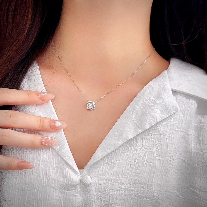 14k Gold 0.3 Ct Natural F Diamond Necklace - 5