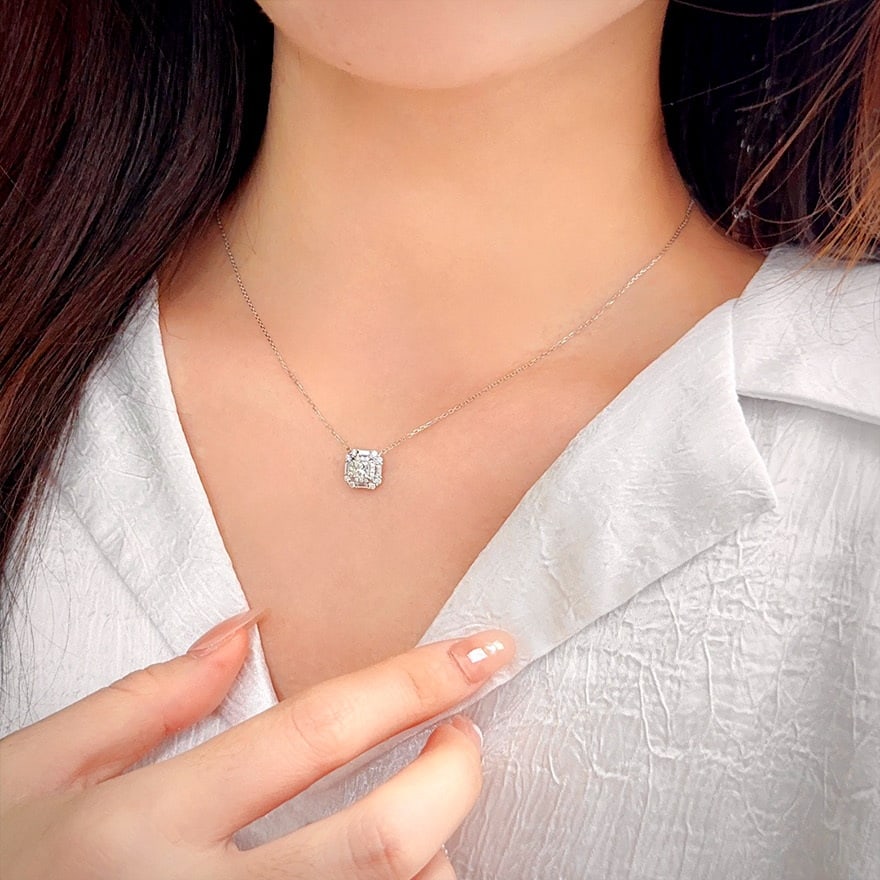 14k Gold 0.3 Ct Natural F Diamond Necklace - 6