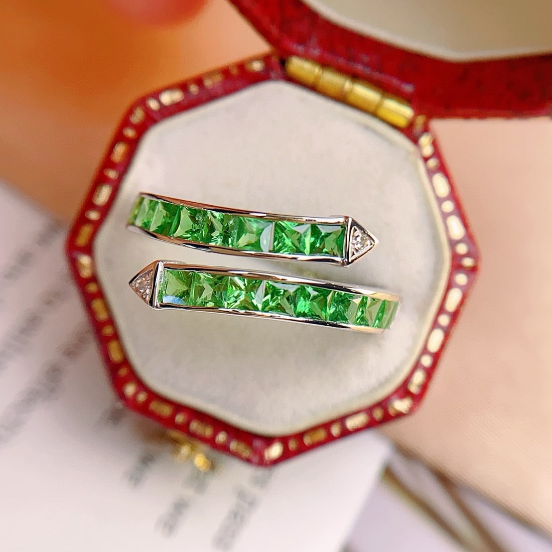 14k Gold 1.80 Ct Natural Tsavorite & Diamond Ring - 3