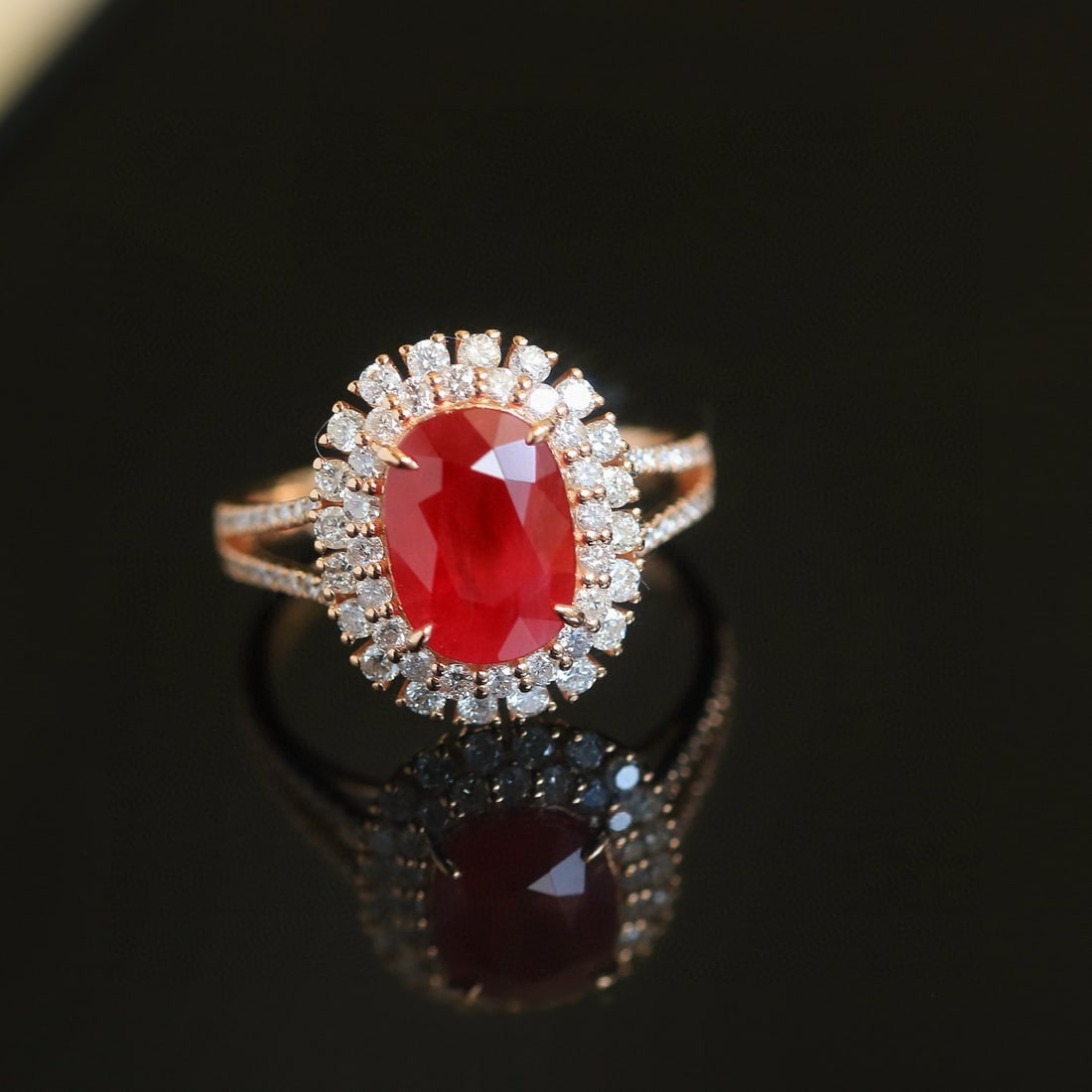 14k Gold 4.06 Ctw Natural Ruby & Diamond Ring (1 of 8)