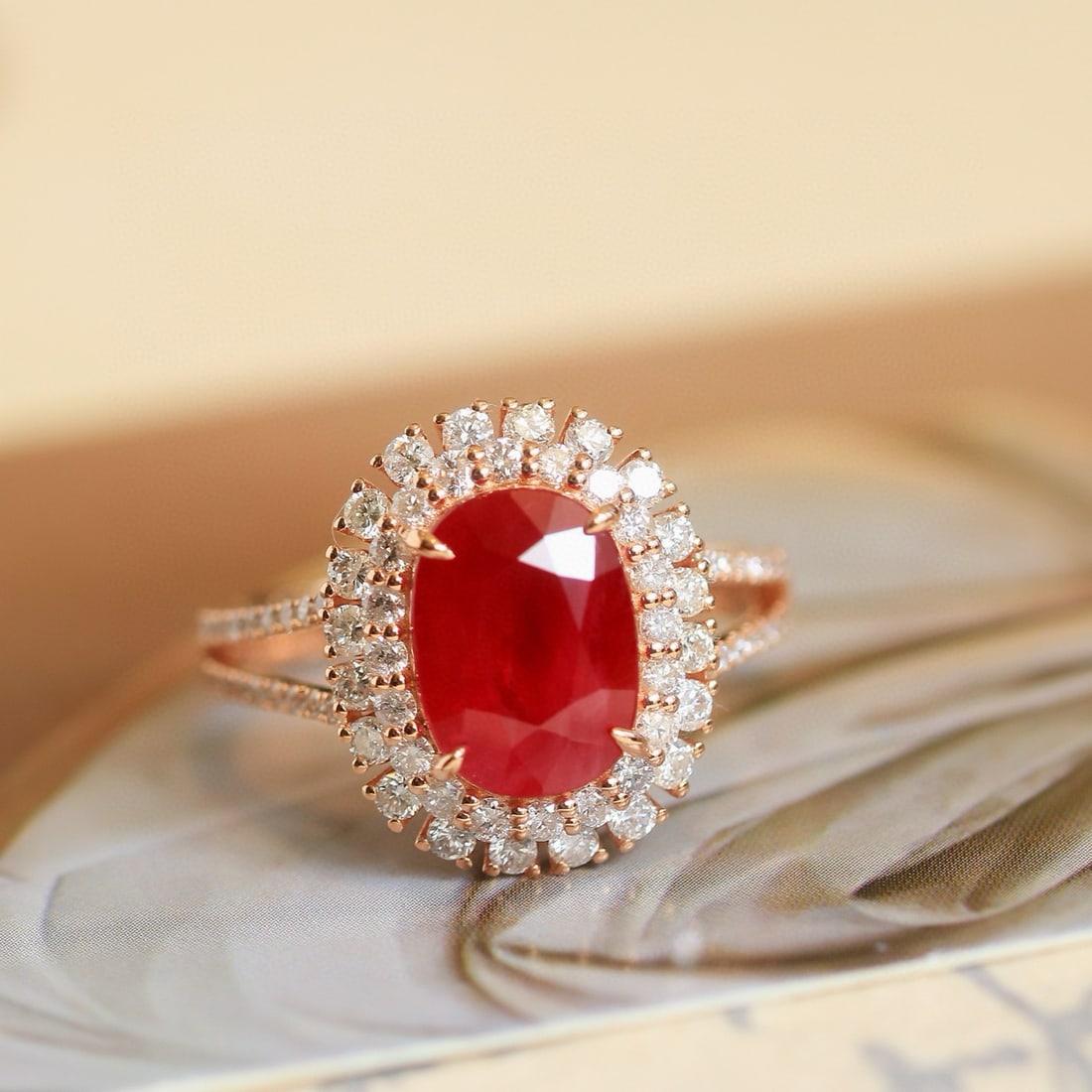 14k Gold 4.06 Ctw Natural Ruby & Diamond Ring - 7