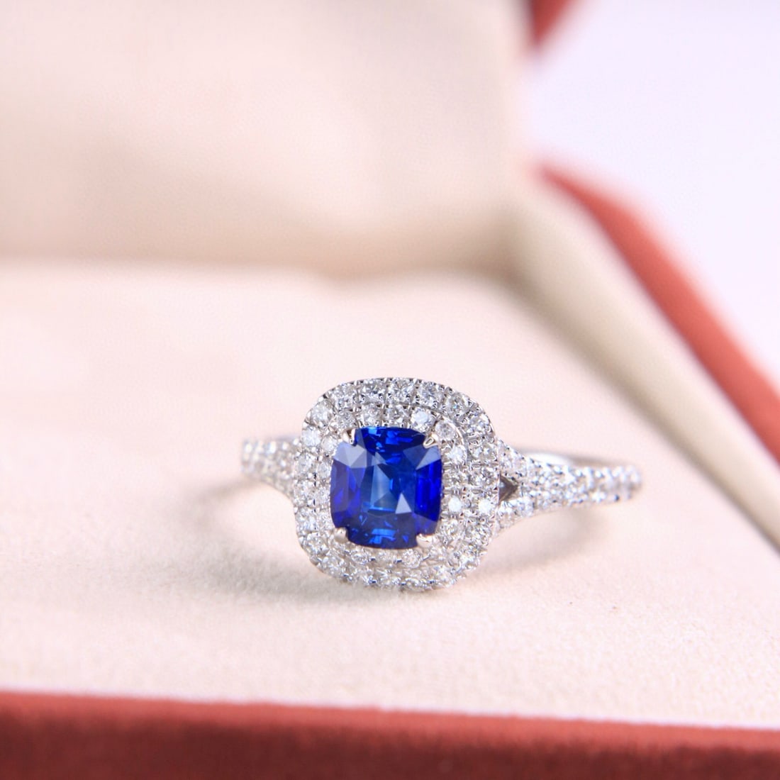 14k Gold 1.55 Ctw Natural Sapphire & Diamond Ring - 7