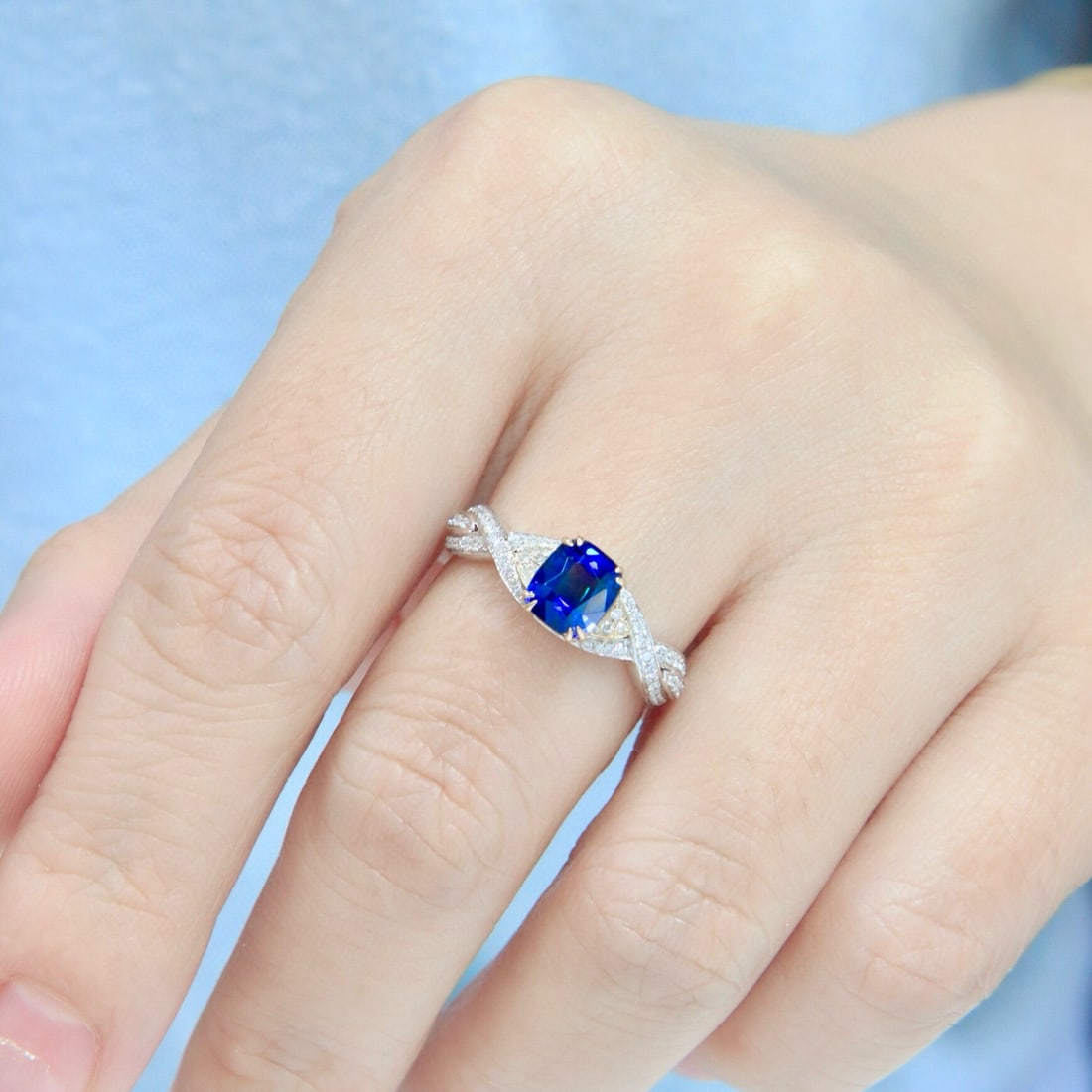 14k Gold 1.55 Ctw Natural Sapphire & Diamond Ring - 5