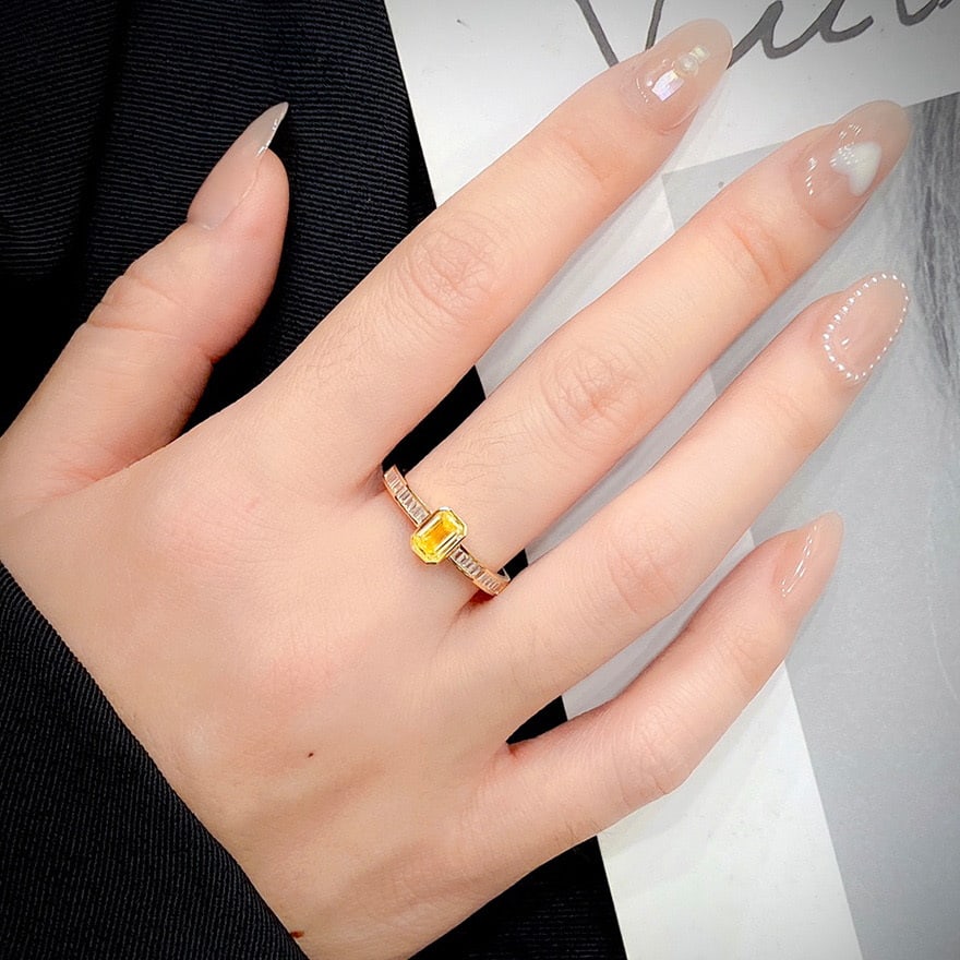 14k Gold 0.44 Ctw Natural Yellow Diamond & Diamond Ring - 2