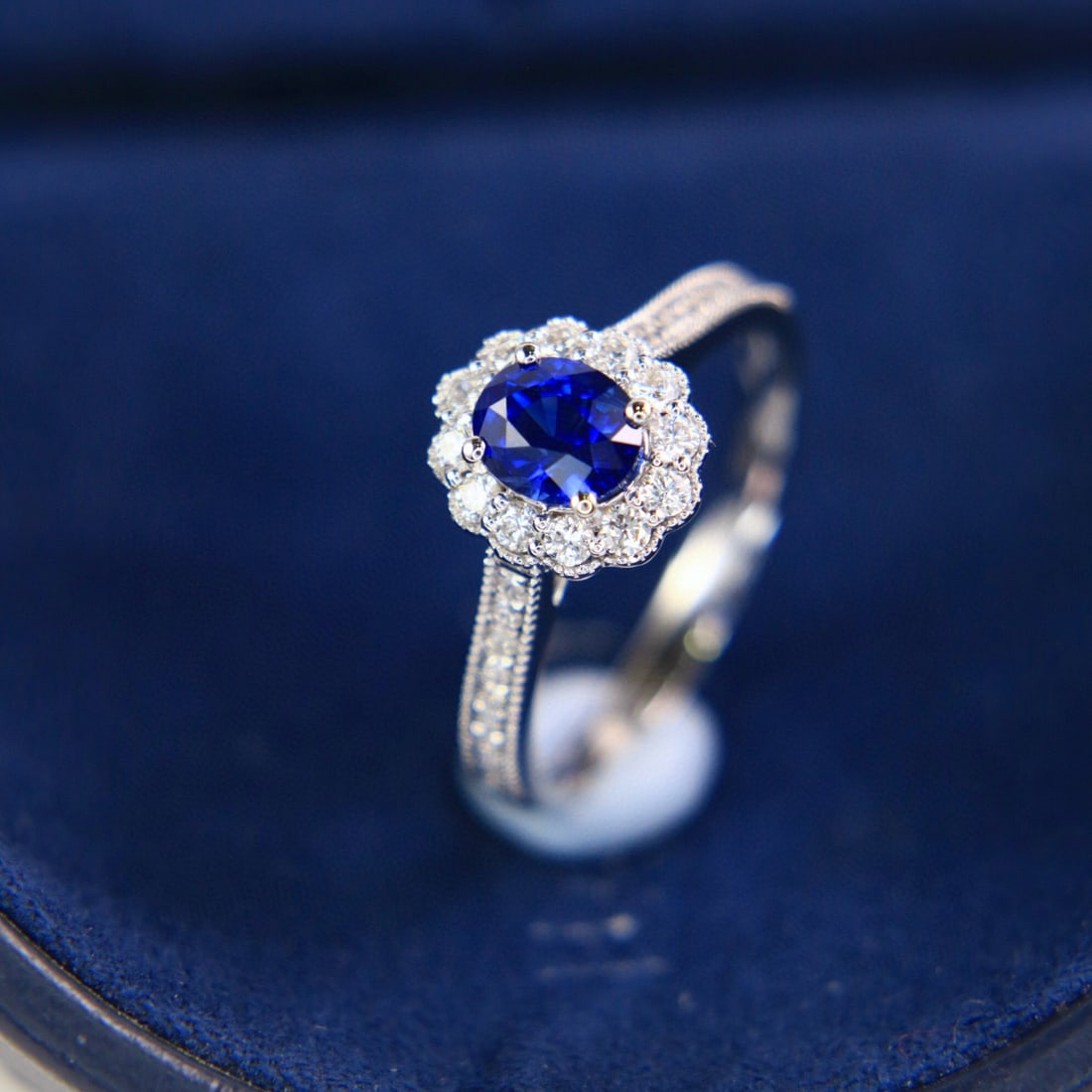 14k Gold 1.39 Ctw Natural Sapphire & Diamond Ring - 2