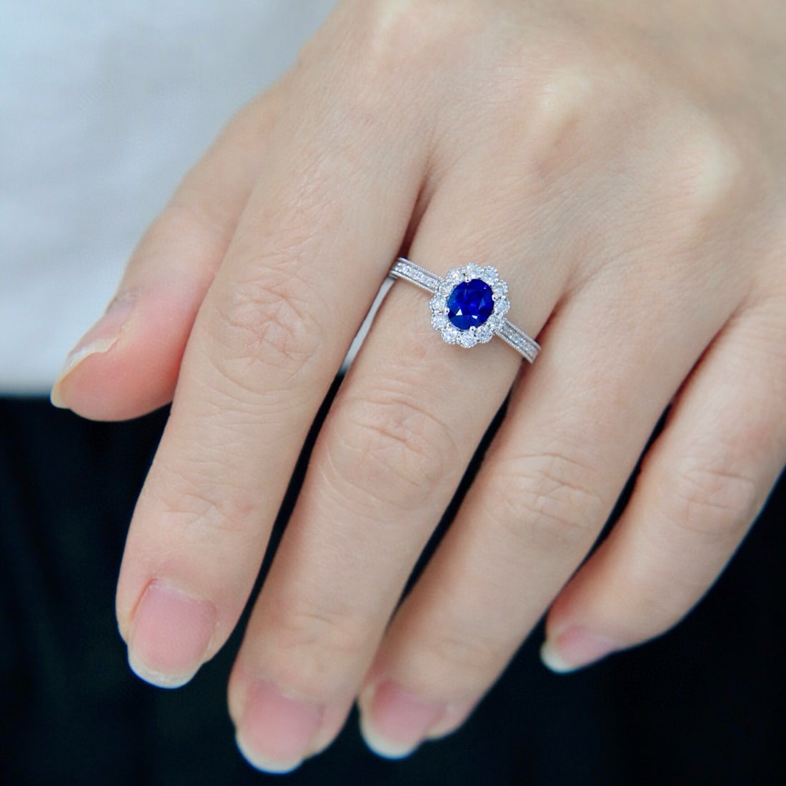 14k Gold 1.39 Ctw Natural Sapphire & Diamond Ring - 5