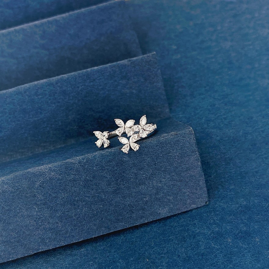 14k Gold 0.95 Ct Natural H Diamond Ring - 4