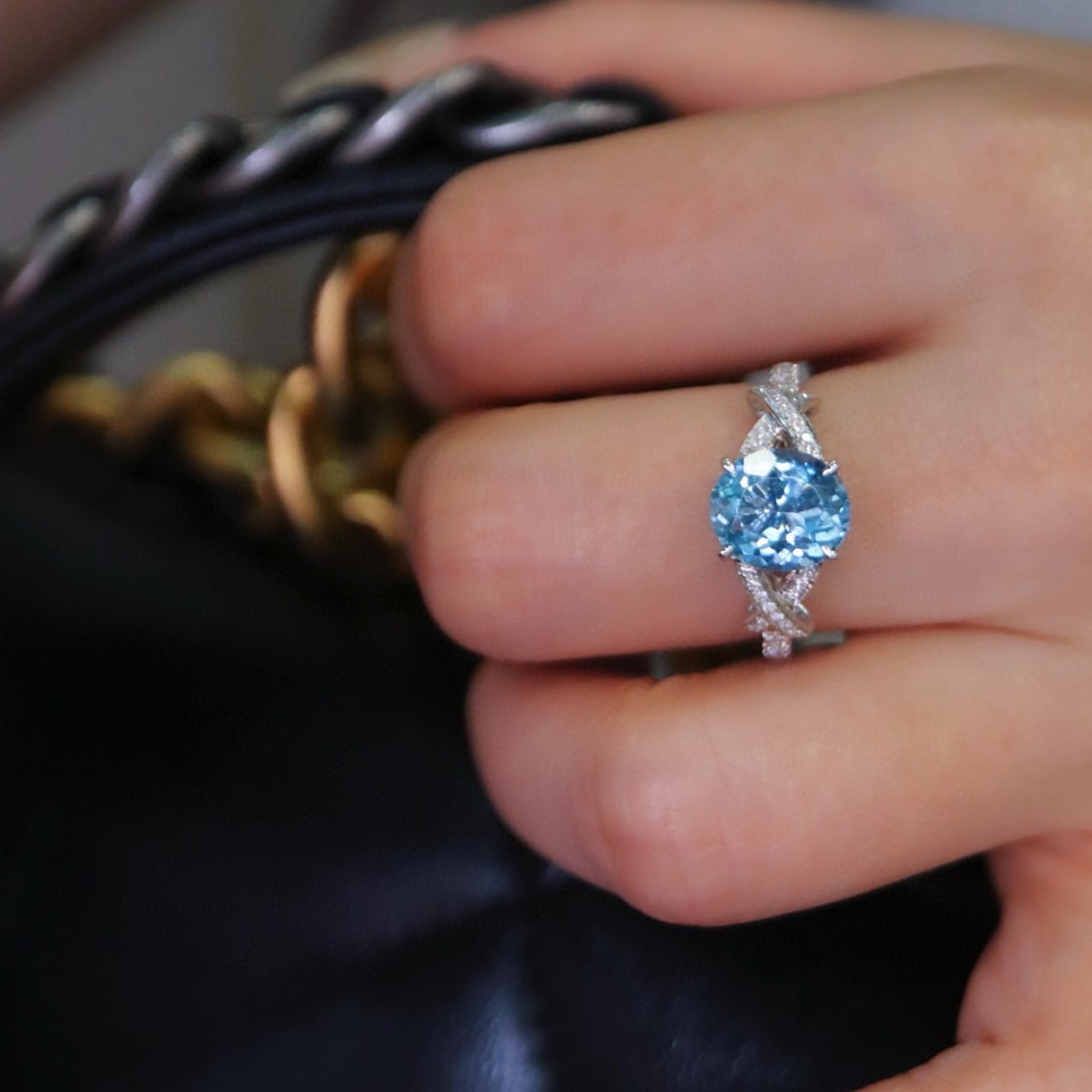 14k Gold 2.23 Ctw Natural Aquamarine & Diamond Ring - 4