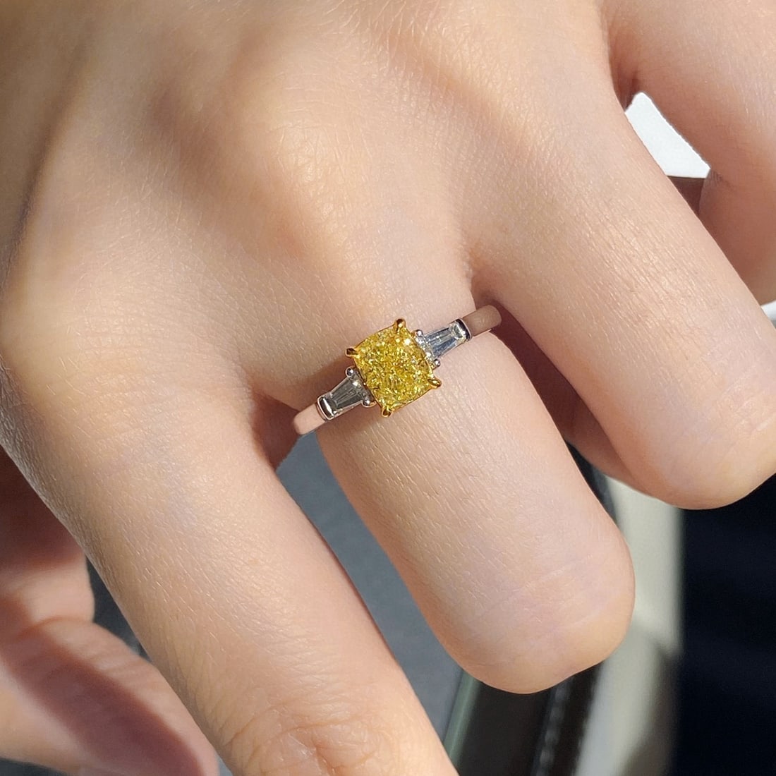 14k Gold 1.29 Ctw Natural Yellow Diamond & Diamond Ring - 5