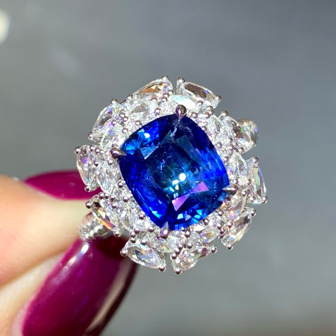 14k Gold 4.38 Ctw Natural Sapphire & Diamond Ring/pendant( Without Chain ) - 2