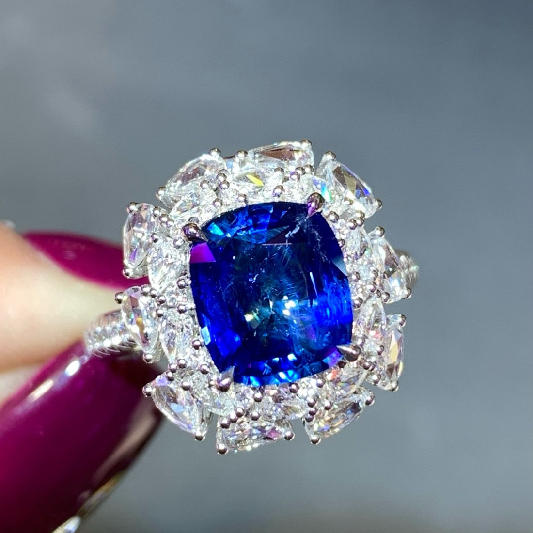 14k Gold 4.38 Ctw Natural Sapphire & Diamond Ring/pendant( Without Chain ) - 4