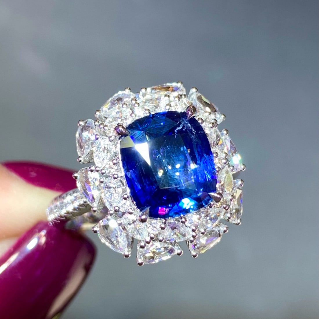 14k Gold 4.38 Ctw Natural Sapphire & Diamond Ring/pendant( Without Chain ) - 5