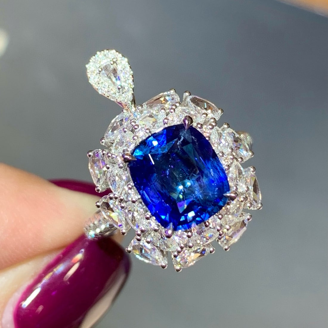 14k Gold 4.38 Ctw Natural Sapphire & Diamond Ring/pendant( Without Chain ) - 6