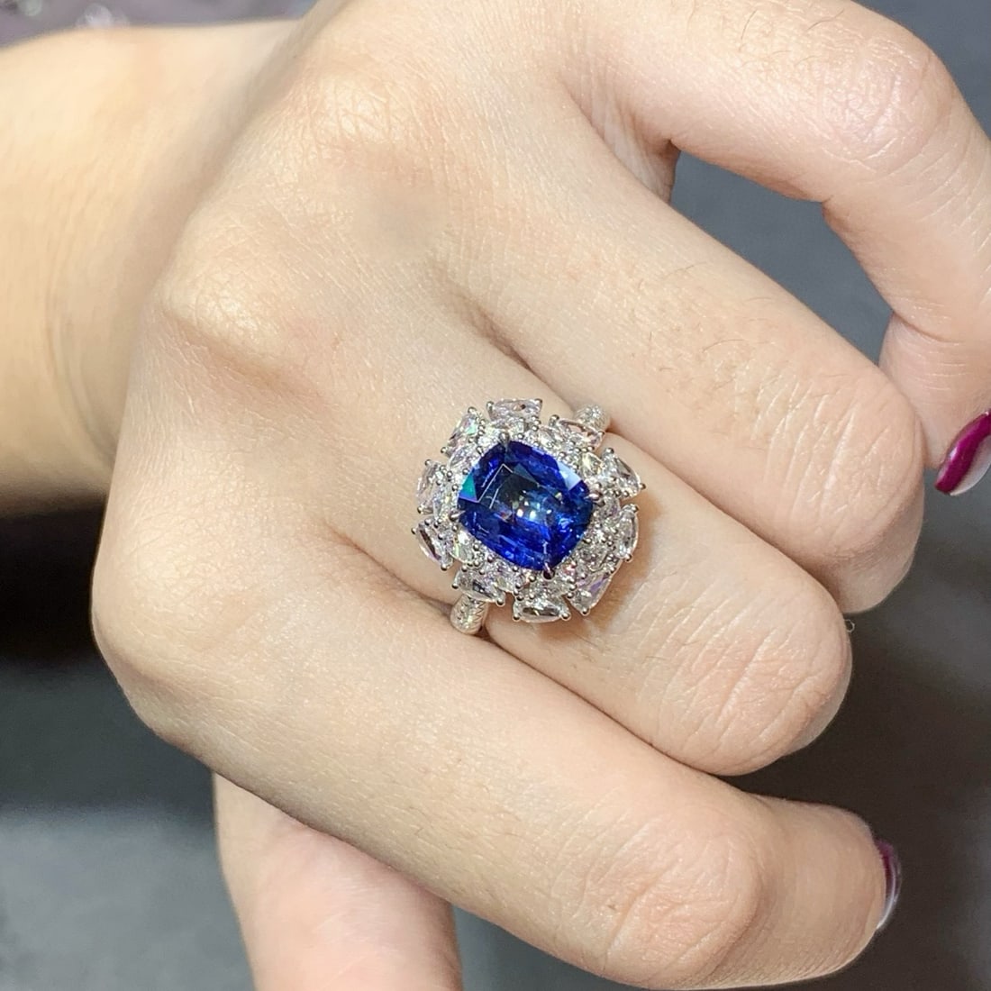 14k Gold 4.38 Ctw Natural Sapphire & Diamond Ring/pendant( Without Chain ) - 9