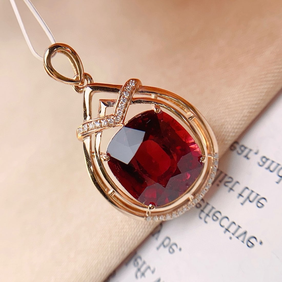 14k Gold 6.00 Ct Natural Tourmaline & Diamond Pendant( Without Chain ) - 2