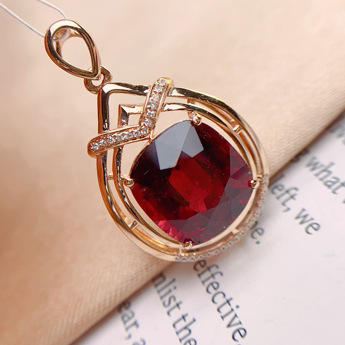 14k Gold 6.00 Ct Natural Tourmaline & Diamond Pendant( Without Chain ) - 3