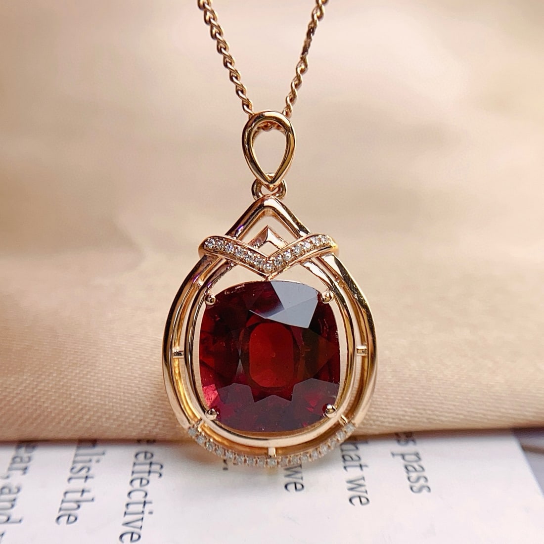 14k Gold 6.00 Ct Natural Tourmaline & Diamond Pendant( Without Chain ) - 6