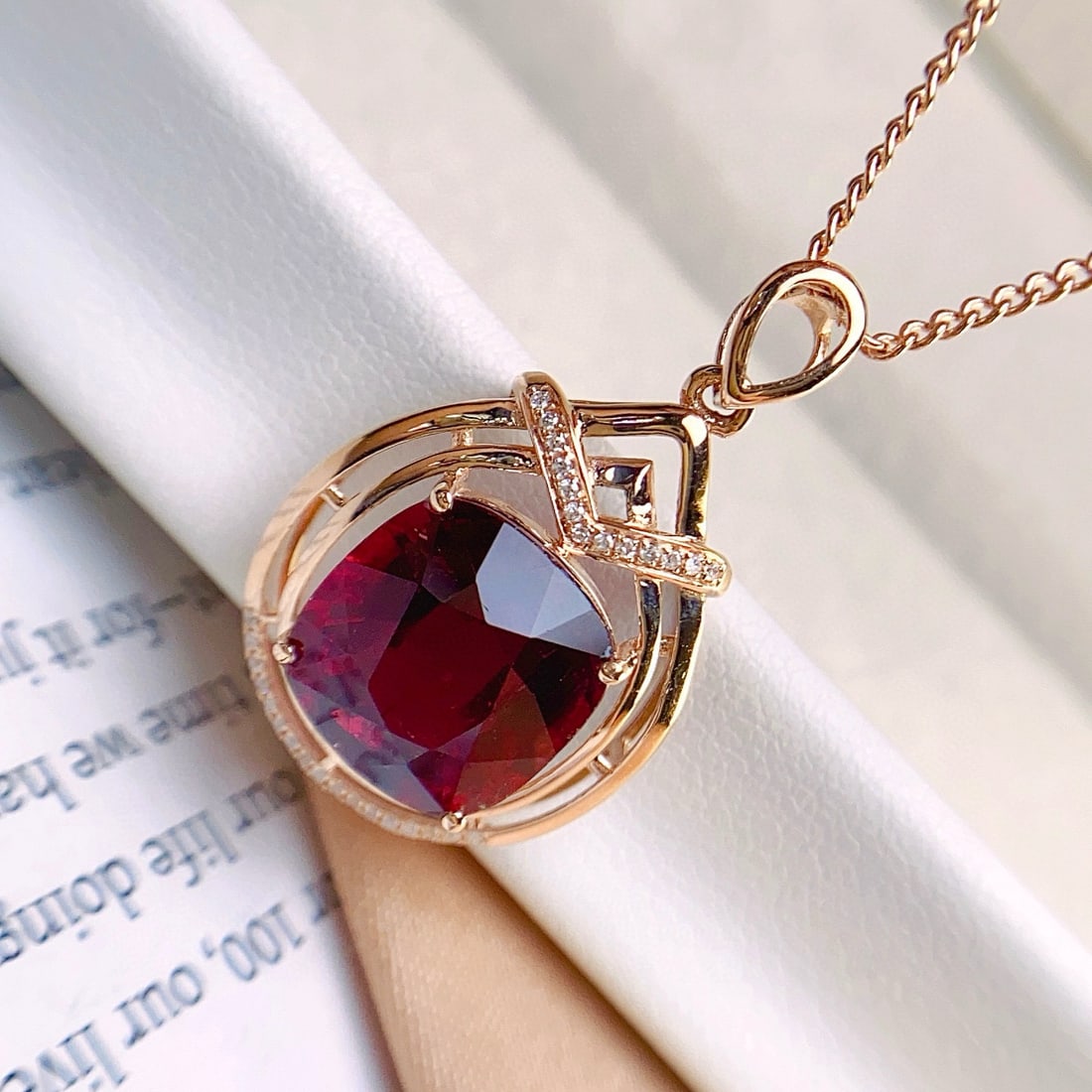 14k Gold 6.00 Ct Natural Tourmaline & Diamond Pendant( Without Chain ) - 7