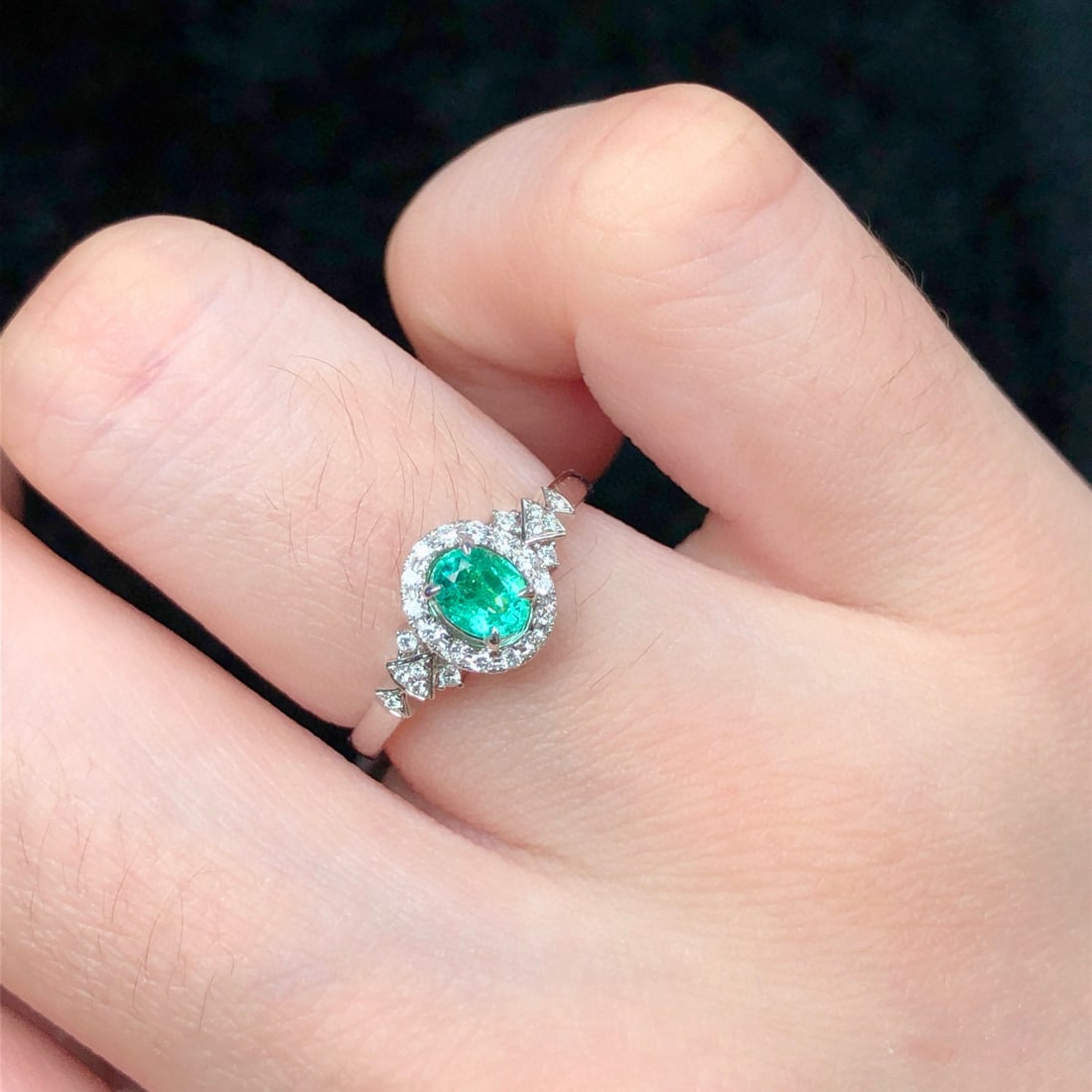 14k Gold 0.42 Ctw Natural Emerald & Diamond Ring - 6