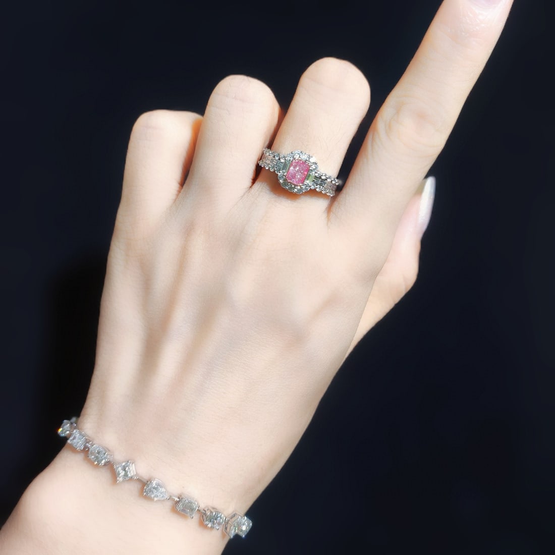 14k Gold 1.24 Ctw Natural Pink Diamond & Diamond Ring - 3