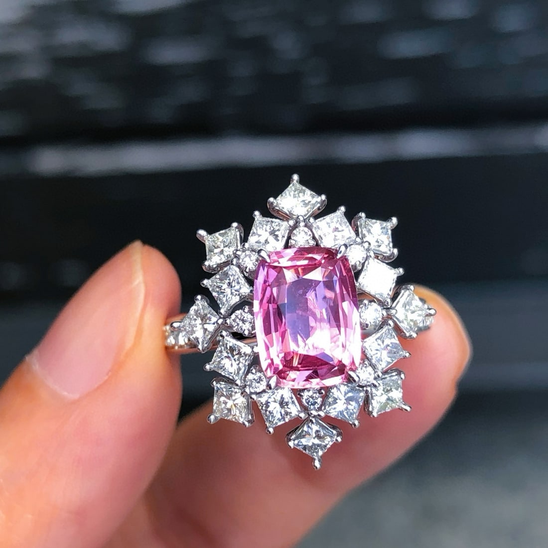 14k Gold 3.42 Ctw Natural Padparadscha Sapphire & Diamond Ring - 3