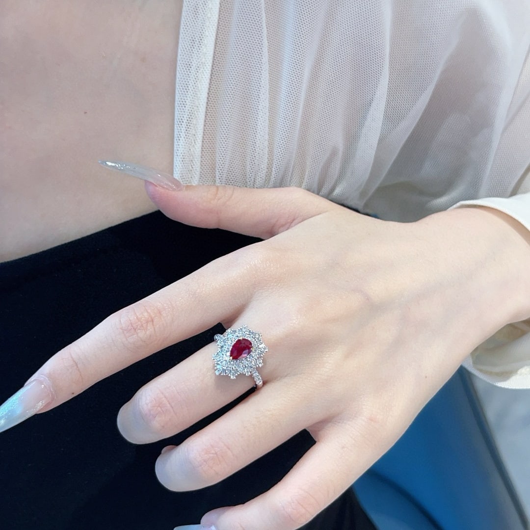 14k Gold 1.10 Ct Natural Ruby & Diamond Ring - 3