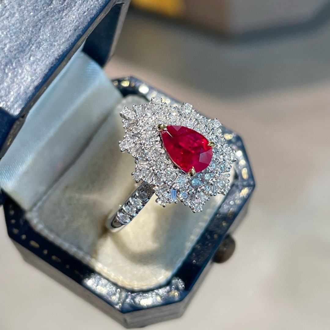 14k Gold 1.10 Ct Natural Ruby & Diamond Ring - 7