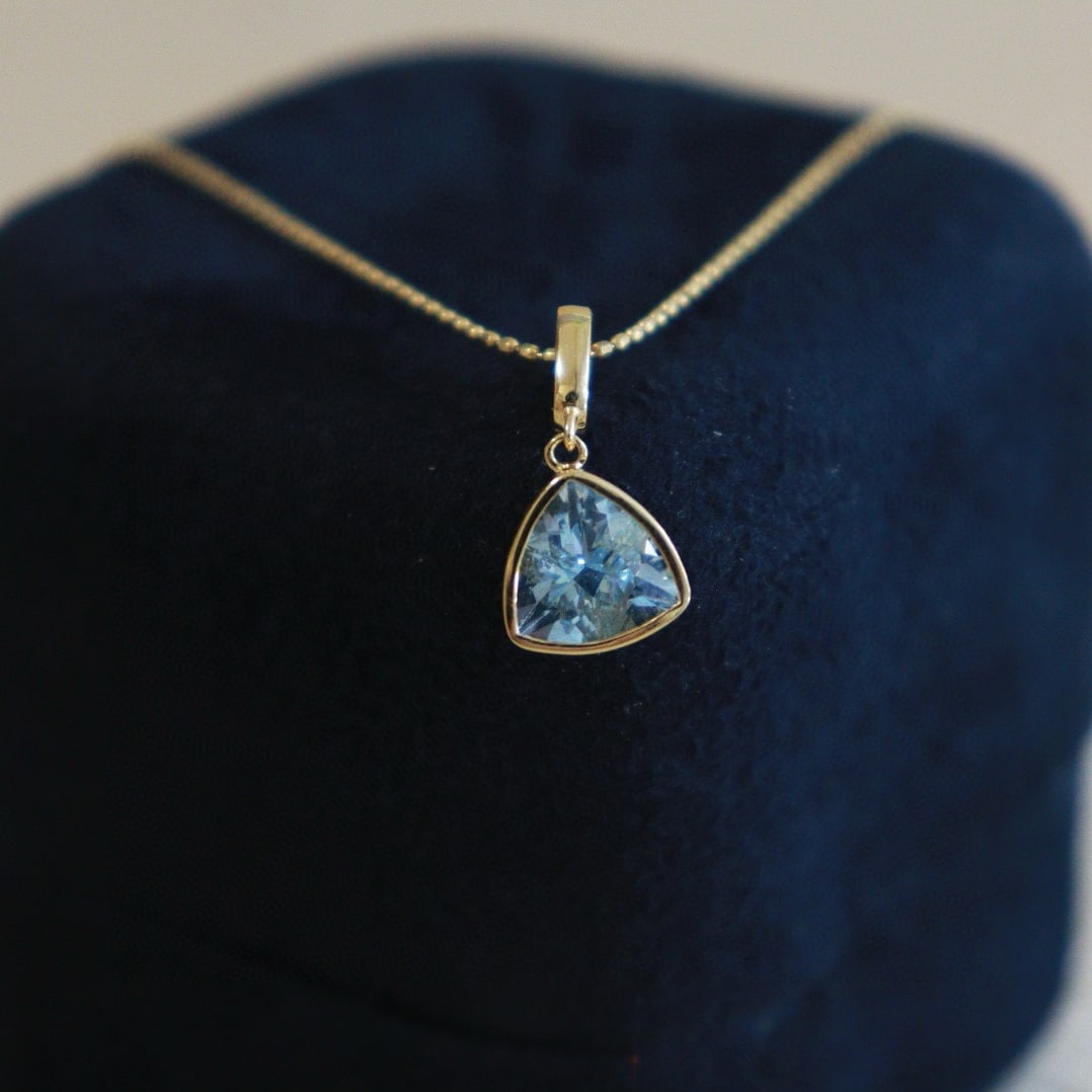 14k Gold 0.9 Ct Natural Aquamarine Pendant( Without Chain ) - 2