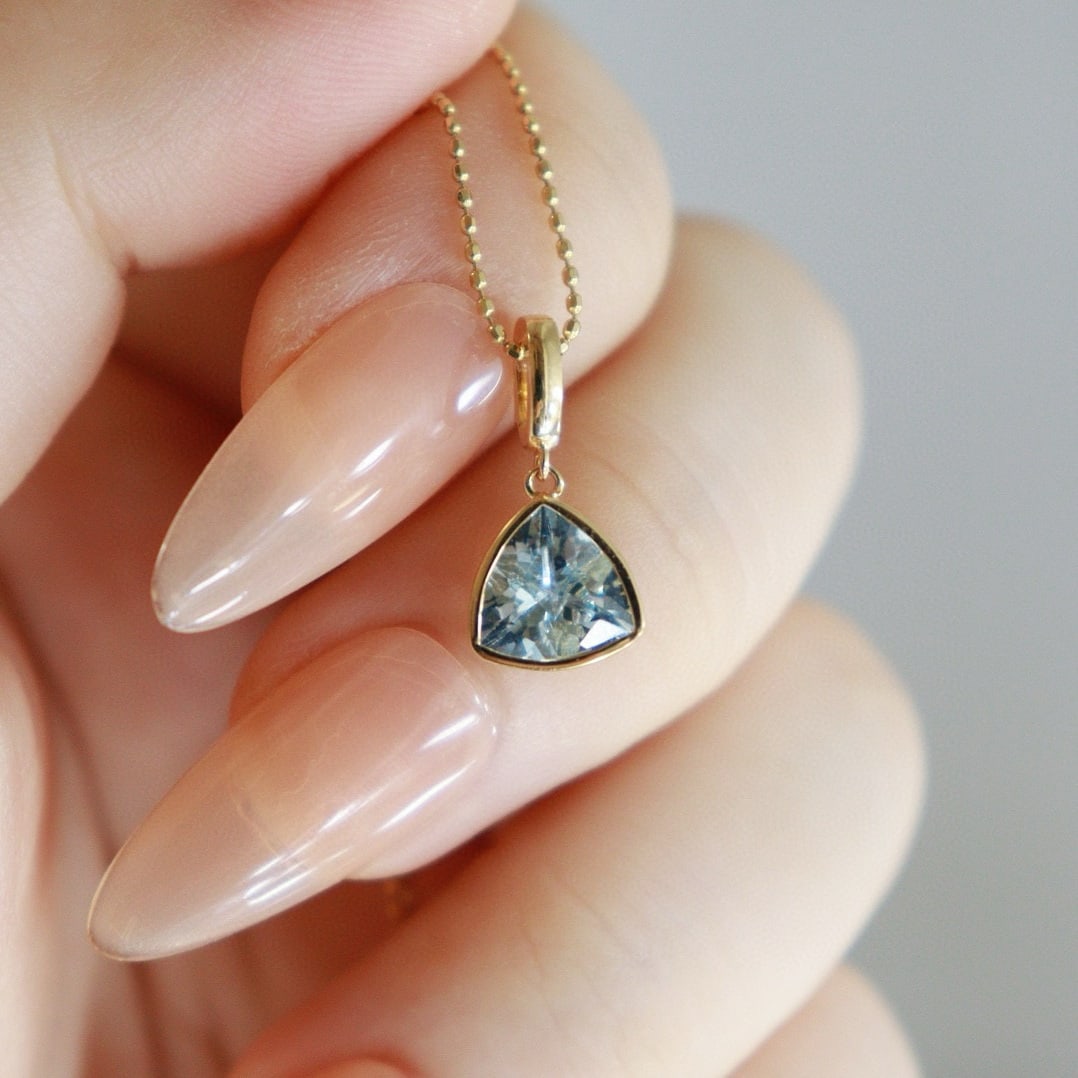14k Gold 0.9 Ct Natural Aquamarine Pendant( Without Chain ) - 6
