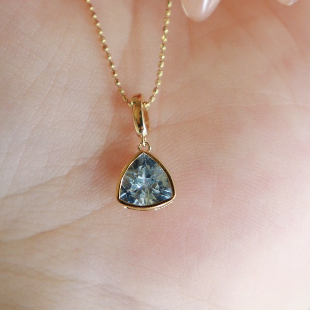 14k Gold 0.9 Ct Natural Aquamarine Pendant( Without Chain ) - 8