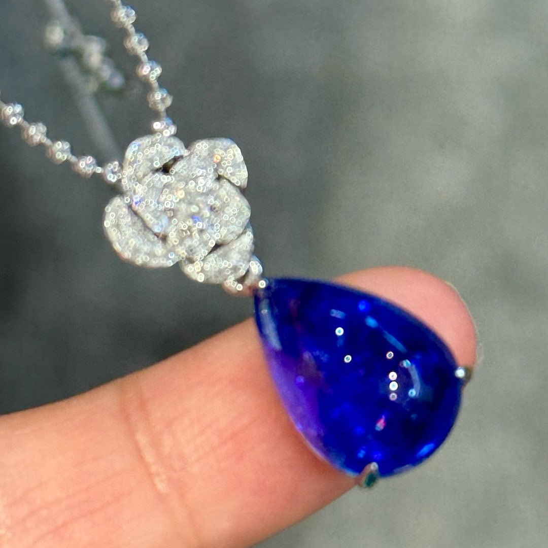 14k Gold 11.61 Ctw Natural Tanzanite & Diamond Pendant( Without Chain ) - 3