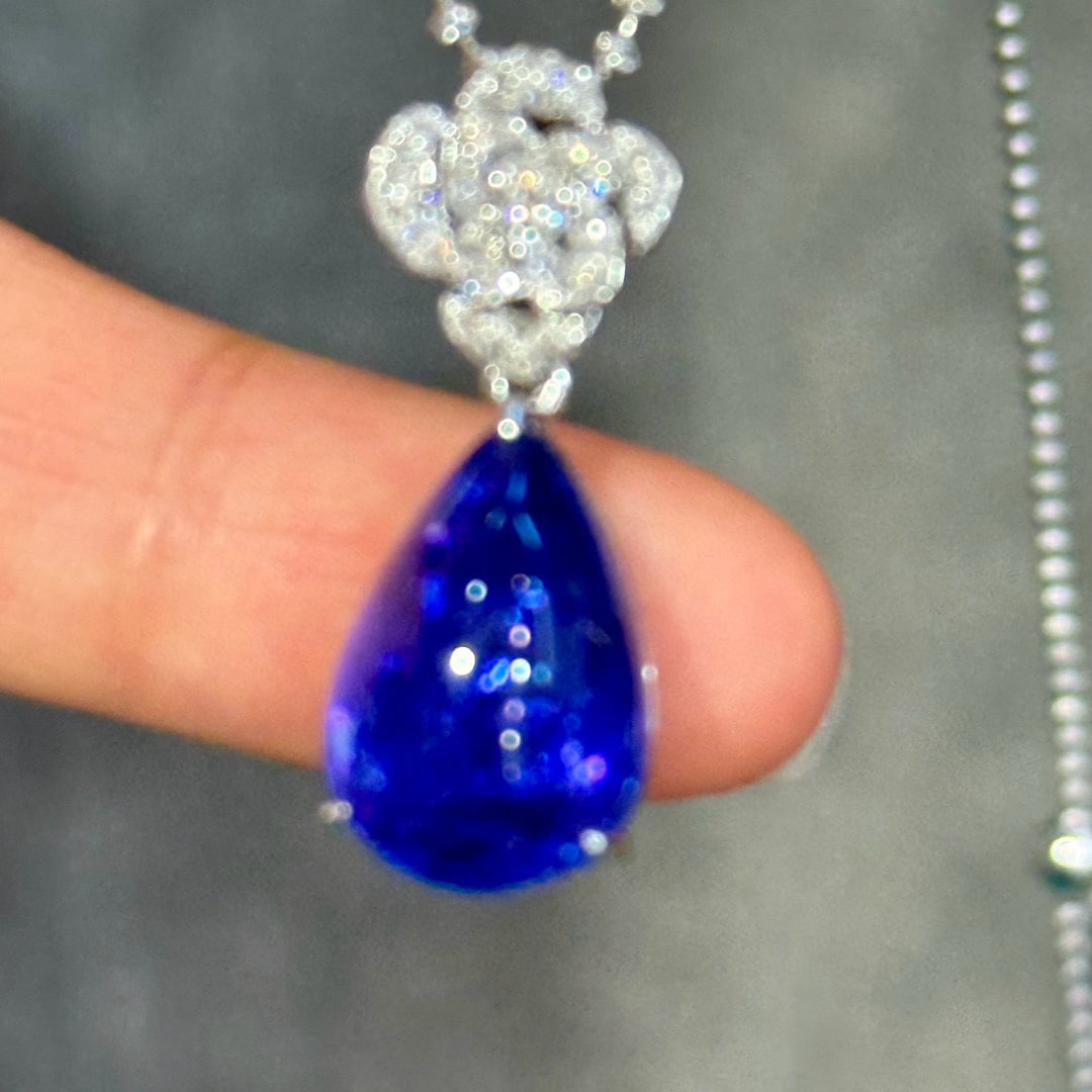 14k Gold 11.61 Ctw Natural Tanzanite & Diamond Pendant( Without Chain ) - 5