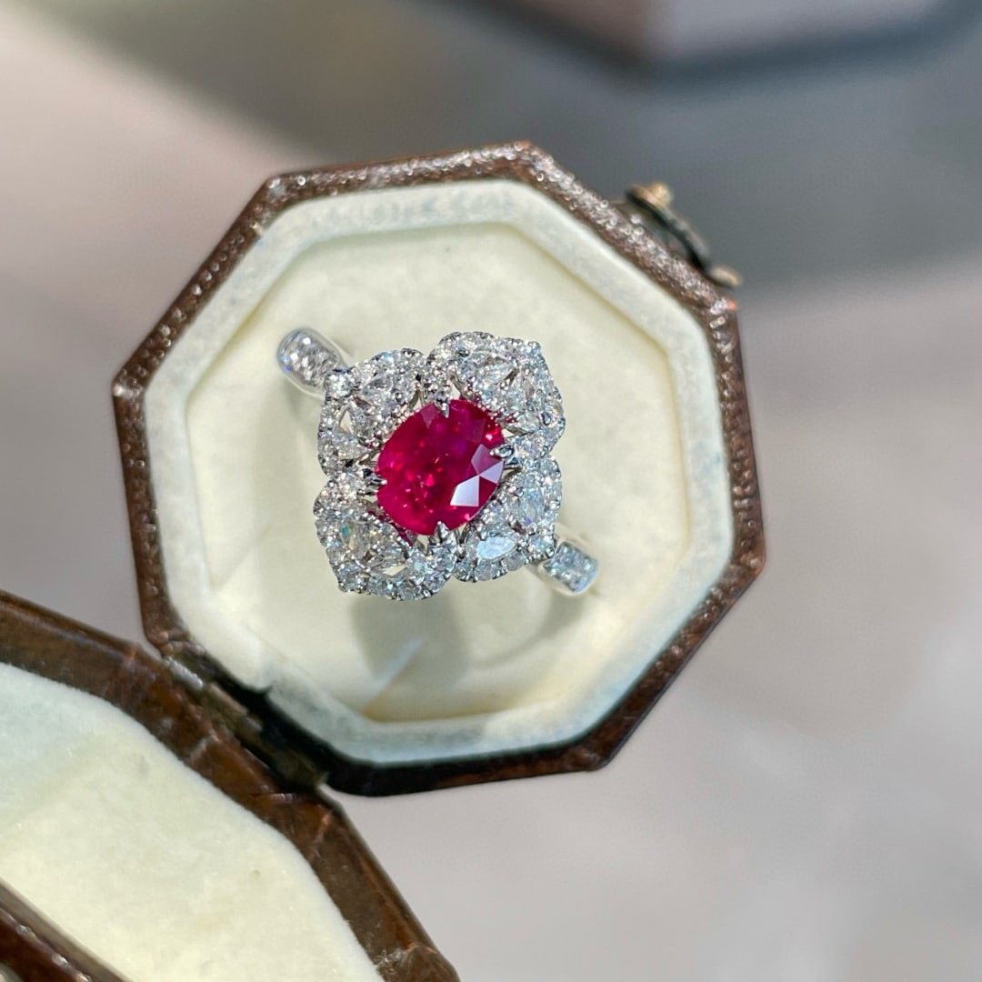 14k Gold 1.1 Ct Natural Ruby & Diamond Ring - 7