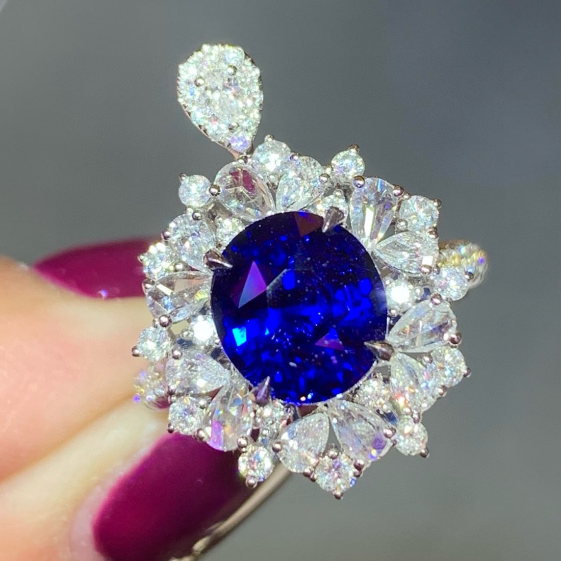 14k Gold 5.63 Ctw Natural Sapphire & Diamond Ring/pendant( Without Chain ) - 2