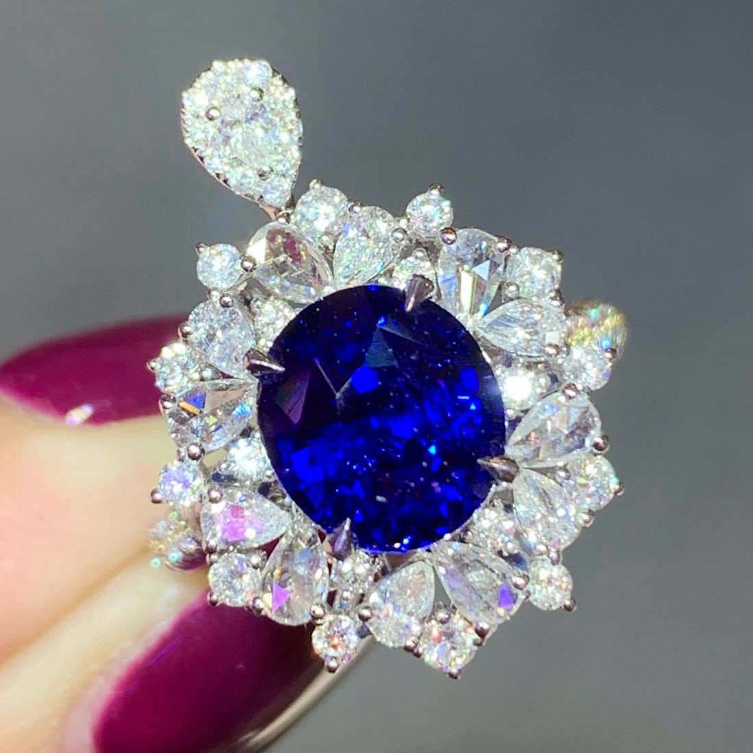 14k Gold 5.63 Ctw Natural Sapphire & Diamond Ring/pendant( Without Chain ) - 3