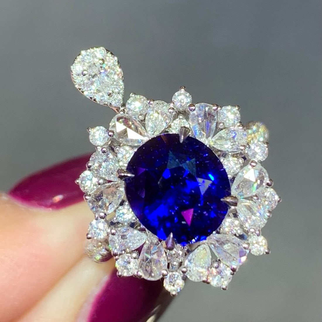 14k Gold 5.63 Ctw Natural Sapphire & Diamond Ring/pendant( Without Chain ) - 4